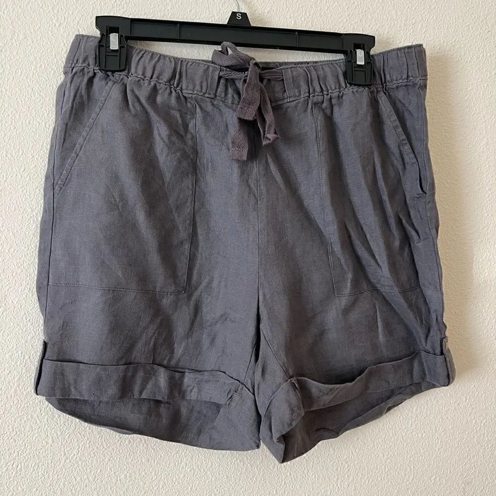 Ellen Tracy Gray Linen Shorts Size Small